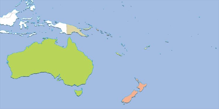 Oceania countries by their population