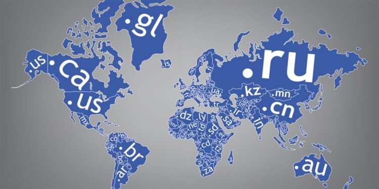 Country code top-level domains of all countries in the world